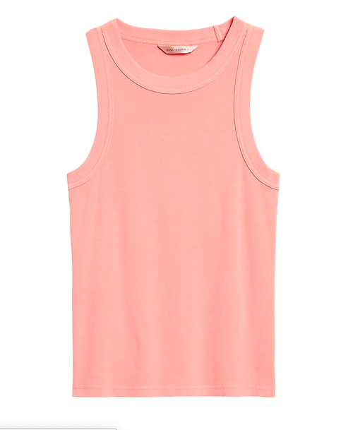 Ribbed Tank In Peach
