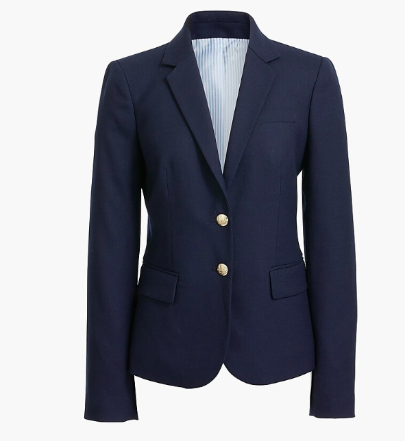 Navy blue blazer with gold buttons