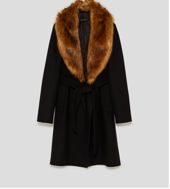 Faux Fur Black Tailored Coat