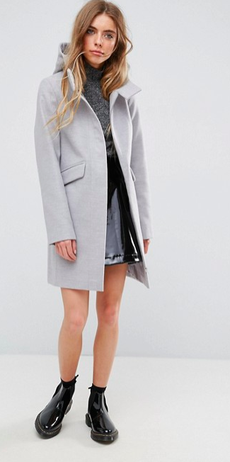 Hooded slim coat in Gray