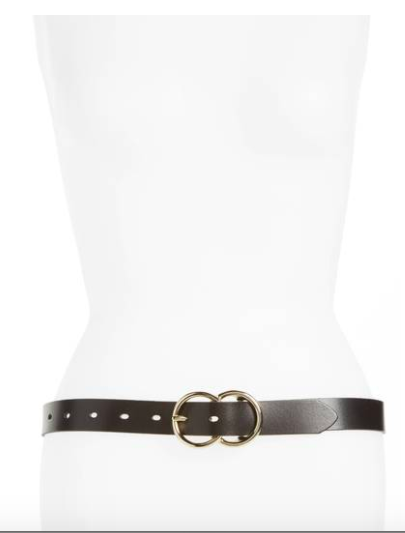 Halogen Double Ring Leather Black Belt