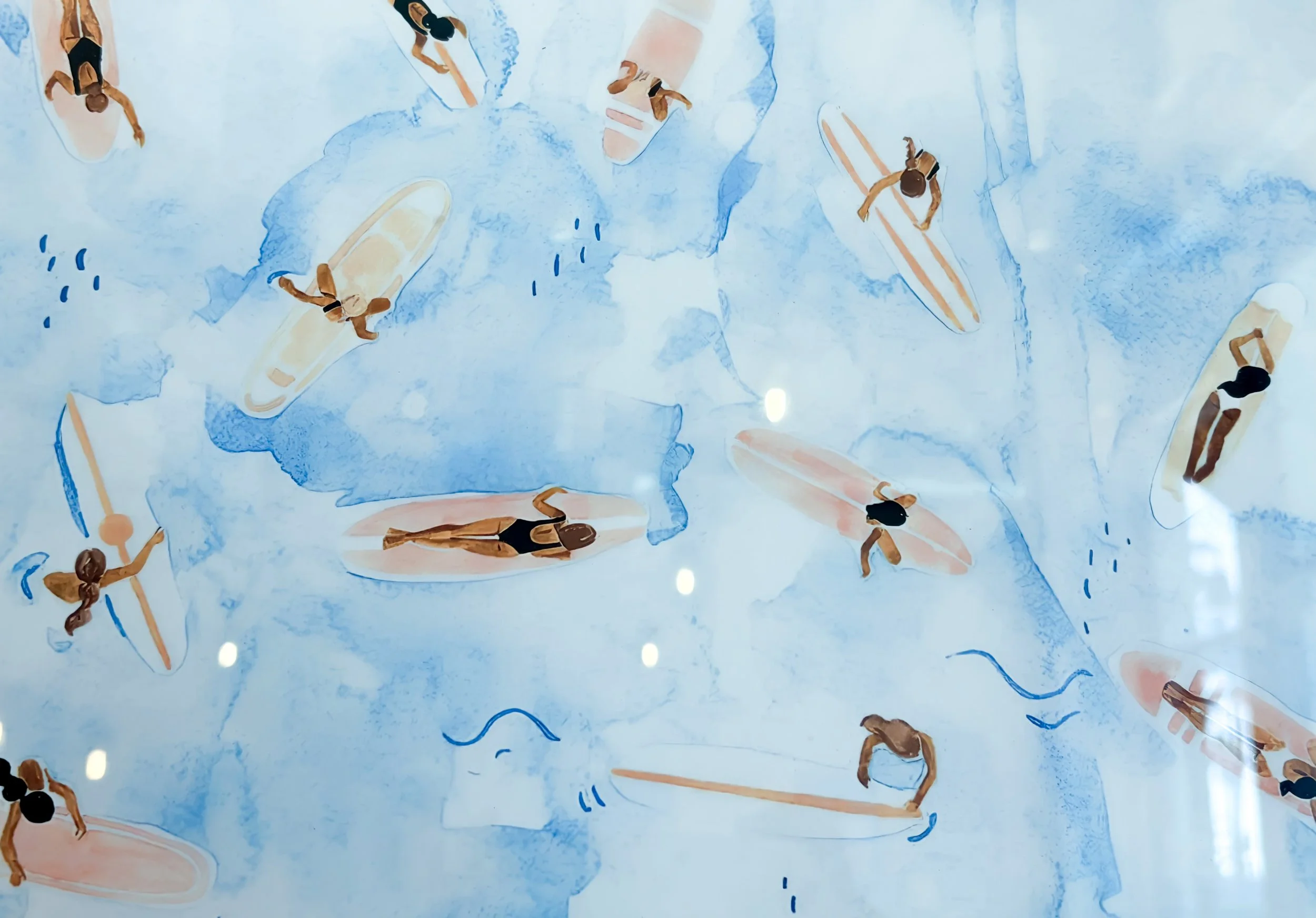 Cute Surf Art in Bondi Bowls acai restaurant in Huntington beach