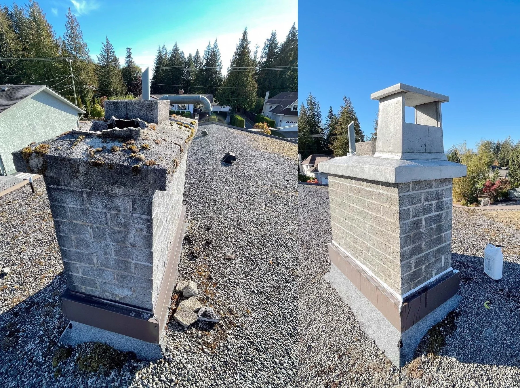 Chimney restoration Powell River B.C. Canada Stacked constrution