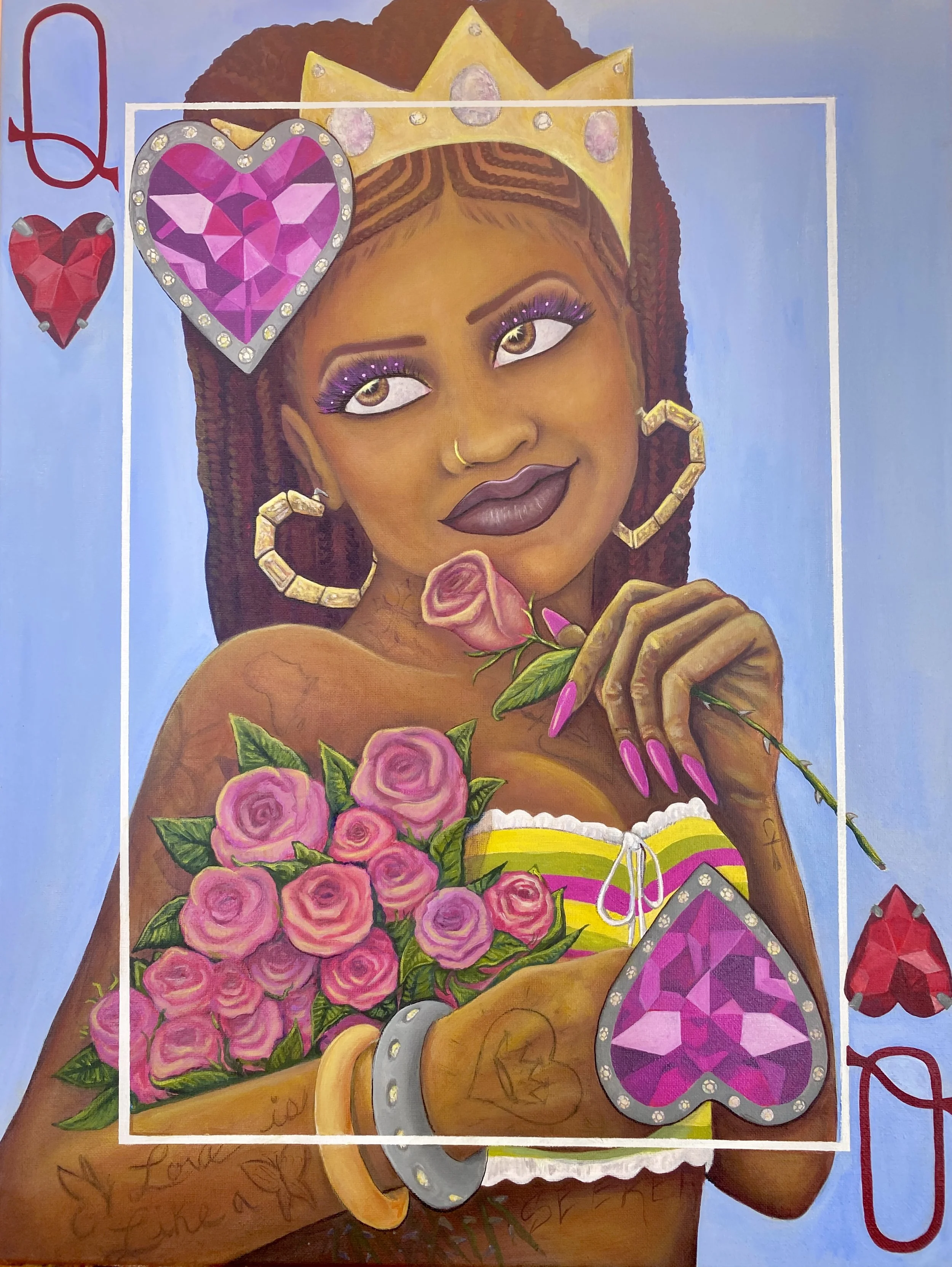 Queen of Hearts - 24x18" acrylic on canvas
