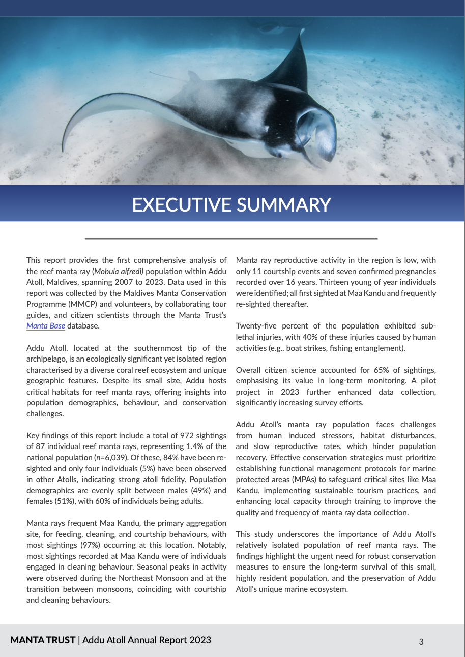 One of eight scientific reports I was responsible for, the following pages are from the Addu Atoll - Annual Report for 2023.

Click on this image to see full report.