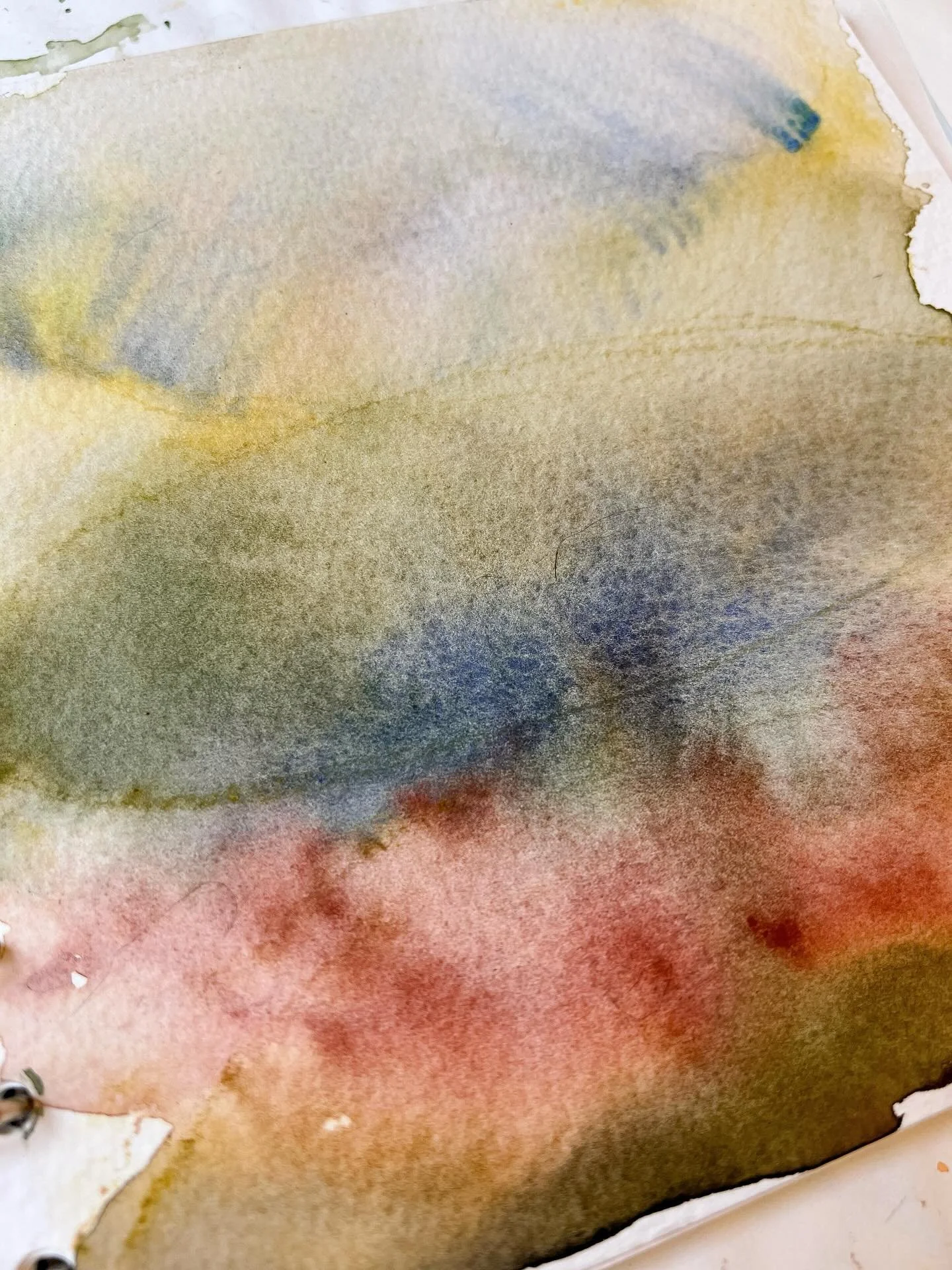 I’ve been playing with something I call meditative spiritual painting. Every now and then, I set aside about 20 minutes to paint in my journal after doing a guided meditation.
The idea is to find that strange and lovely in-between moment of st