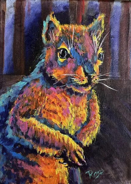 Squirrely, 8x10, 2025- SOLD