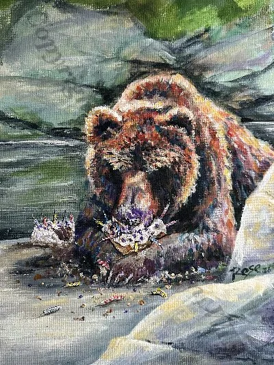 Birthday Bear, 11x14, Acrylic on Canvas, 2026