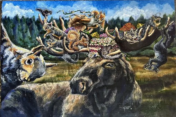 WILDlife Party, 18x24, Acrylic on Canvas, 2026