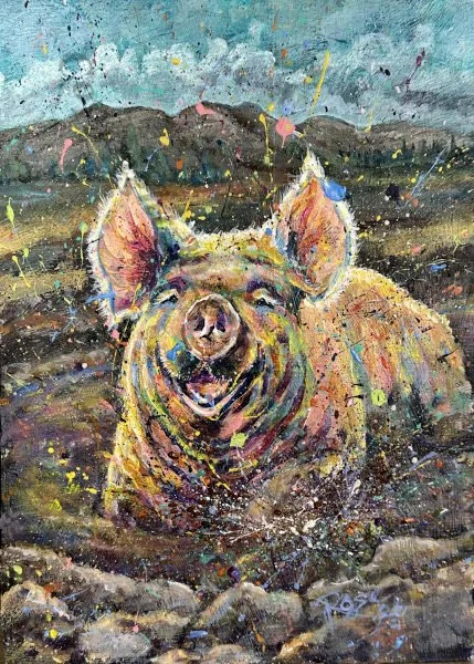 Hog Heaven, 10x14, Acrylics on Foamboard, 2026