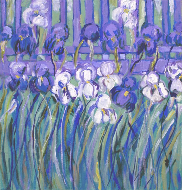 Iris Impressions, 15x15 in. oil on canvas