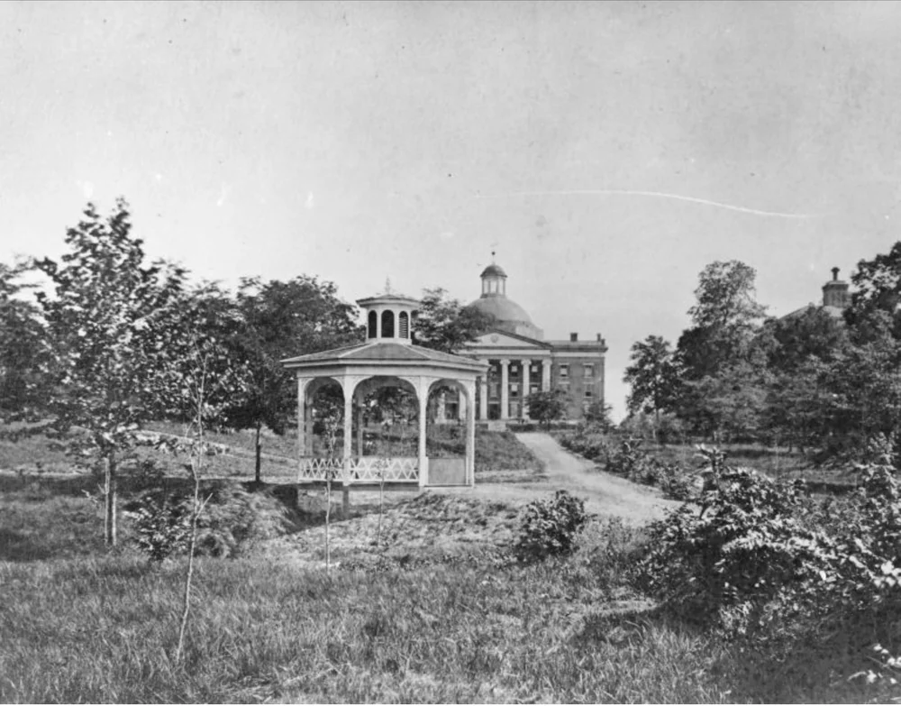 From near the corner of 8th and Elm Streets. Gazebo at Chalybeate Spring