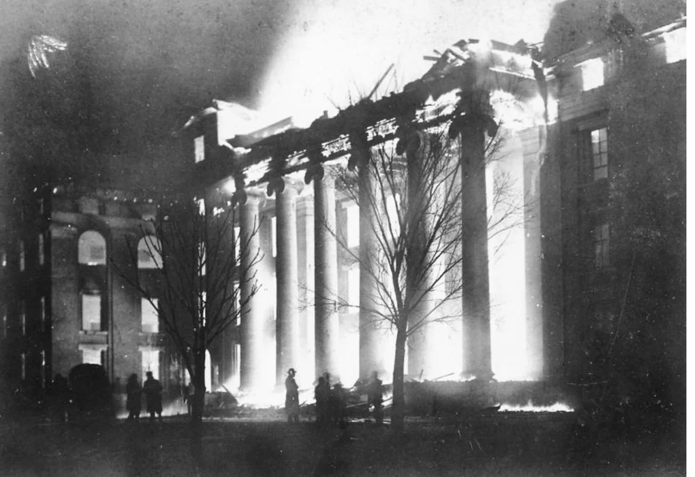The portico on the night of January 9th