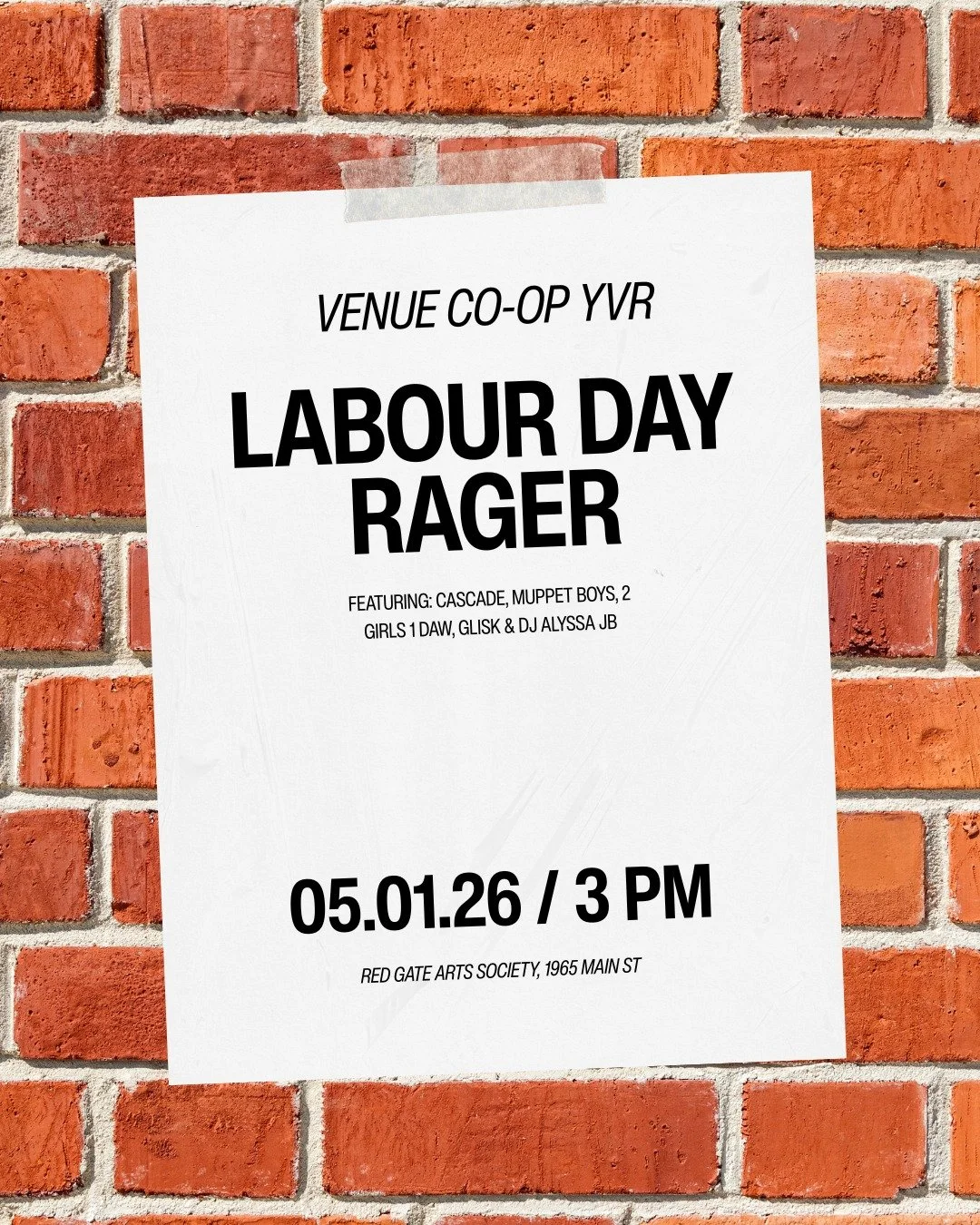 In honour of International Workers&rsquo; Day, we&rsquo;re excited to join @venue.coop.yvr for a LABOUR DAY RAGER bringing together youth, workers, musicians, artists, and community orgs ✊

Come hang out with TCC, learn about worker solidarity, migra