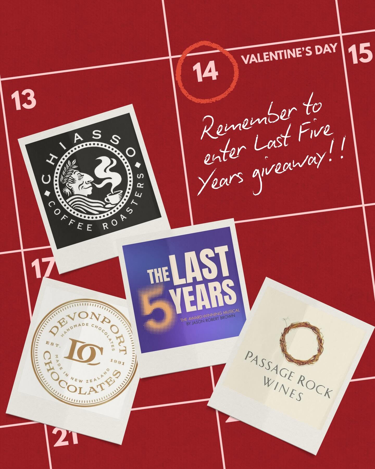 ENTRIES STILL OPEN FOR OUR GIVEAWAY!! 💌💘

WE&rsquo;RE GIVING AWAY:
🍷 A beautiful bottle of Chardonnay from Passage Rock Wines
🍫 Heart chocolates from Devonport Chocolates
☕ A bag of premium beans from Chiasso Coffee Roasters
🎭 2 tickets to see &