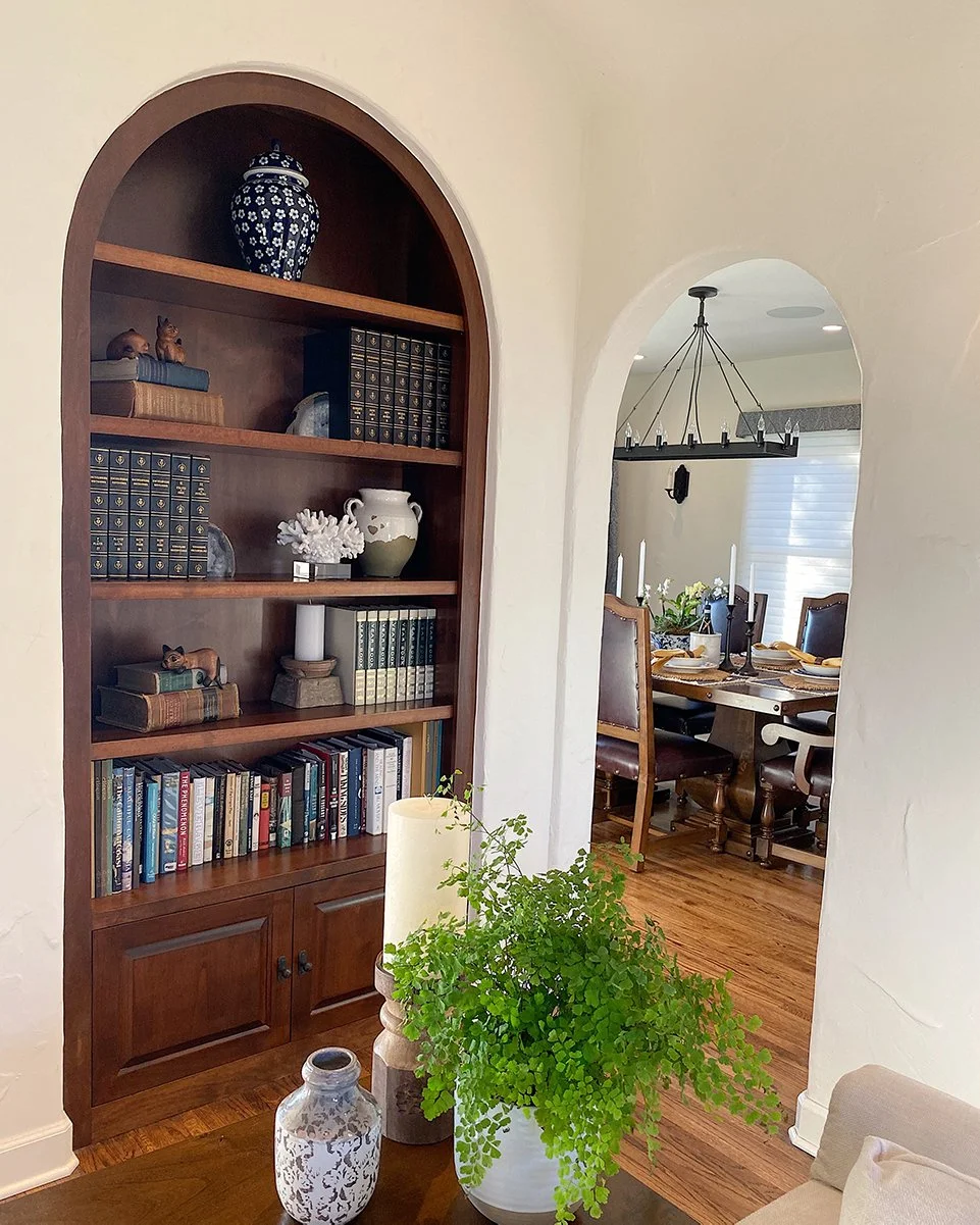 Spanish Revival Full Custom Built In Book Shelf
