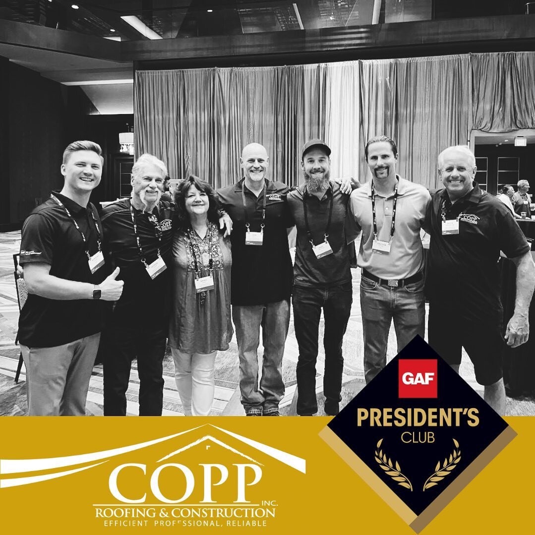 Another year, another milestone achieved! We are proud to announce that Copp Roofing has once again been recognized as a member of the prestigious GAF President's Club for 2023. Thank you to our dedicated team and loyal customers for making this poss