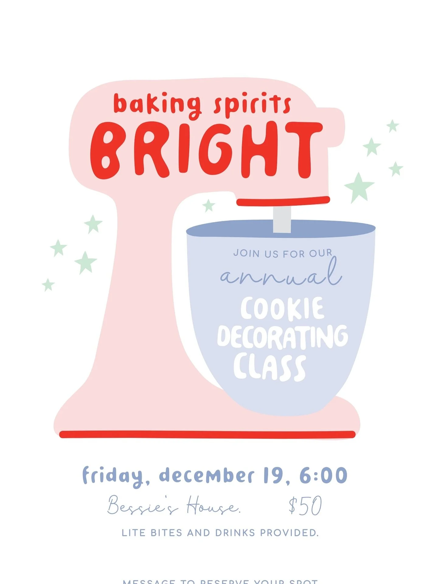It&rsquo;s the sweetest time of the year! Join us for our annual Christmas Cookie Decorating Class, where sugar, sparkle, and holiday cheer come together one cookie at a time. Message to reserve your spot!