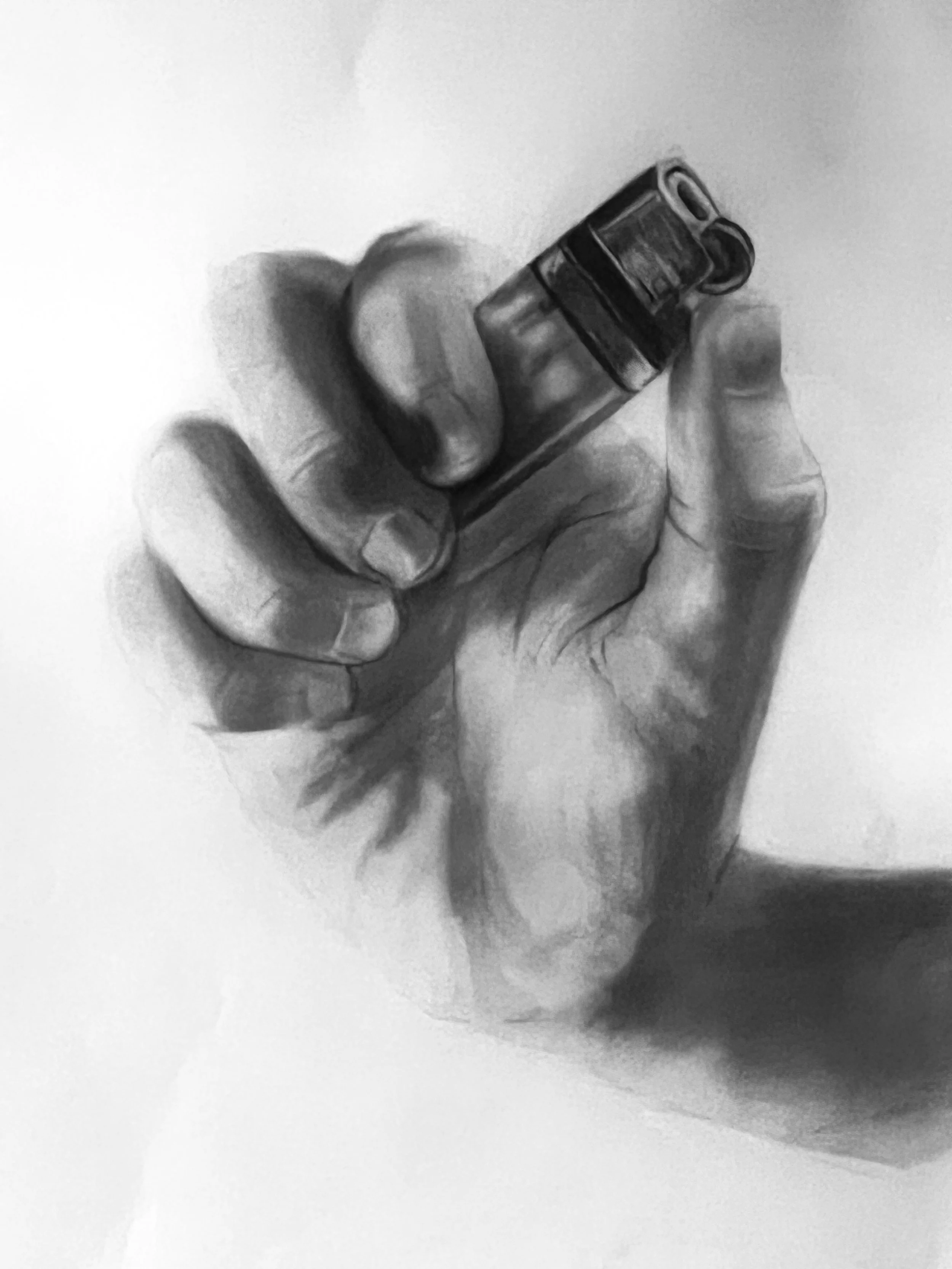 Hand with Lighter
Graphite on paper
2023