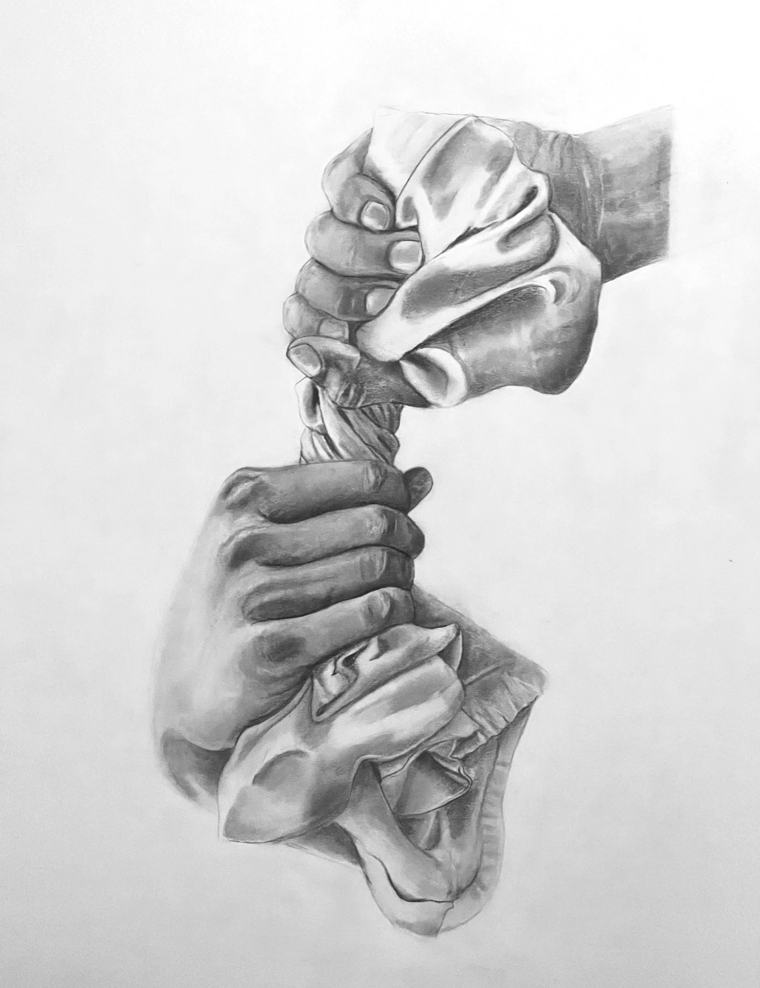 Hands Twisting Cloth
Graphite on paper
2023