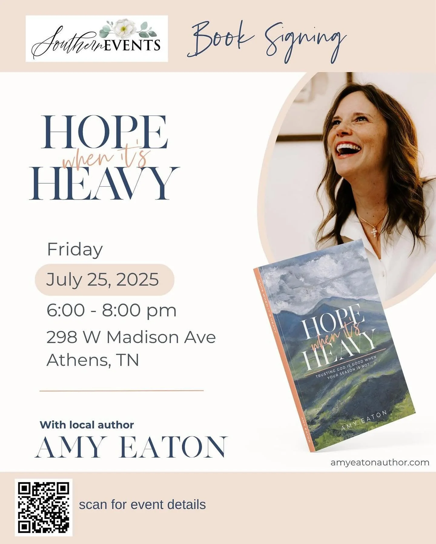 Near the Athens, TN area tomorrow night? Join us 6-8 pm for a night of worship & prayer 🩷 So grateful for the ministry God is doing with this book and can’t wait to be with you all tomorrow evening 🫶