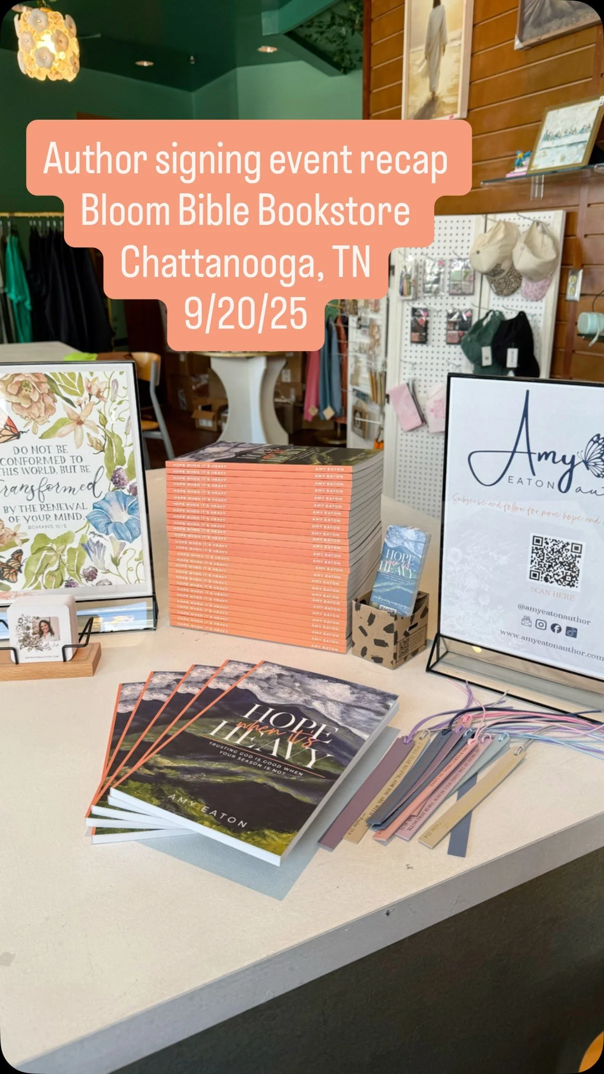 So thankful for yesterday! Saw friends, met new friends, and shared Hope When It’s Heavy with some new readers. Truly an honor. Praying they are blessed by those pages, and draw nearer to Jesus as they hold onto hope in every season.
Thank yo