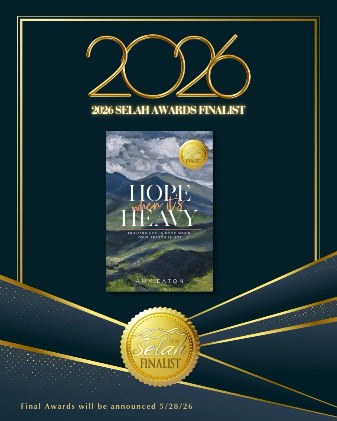 Still so grateful! I learned a few days ago that my book Hope When It&rsquo;s Heavy has also been named a finalist for The Selah Awards 🥹 I totally cried as I listened to this live stream and they called my name and listed my book as a finalist for 