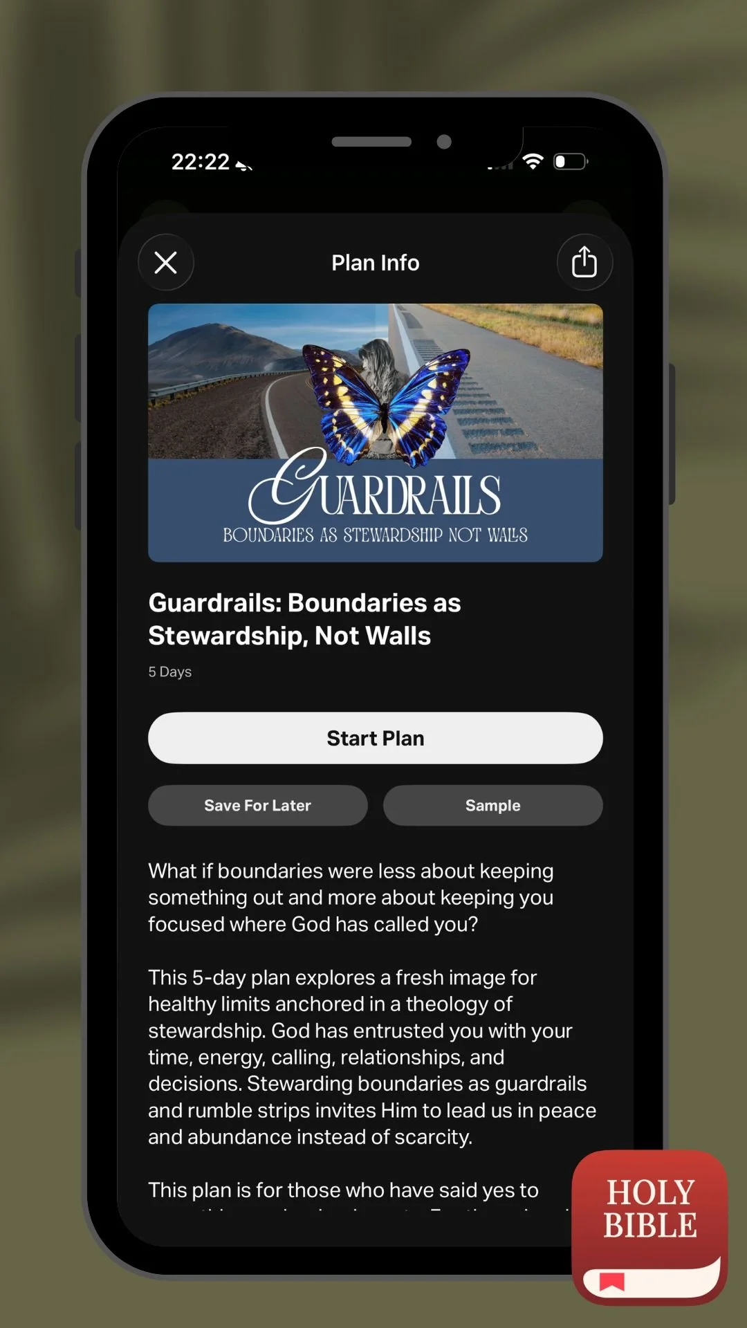 image of YouVersion Bible app viewing Guardrails YouVersion Bible plan by Amy Eaton author
