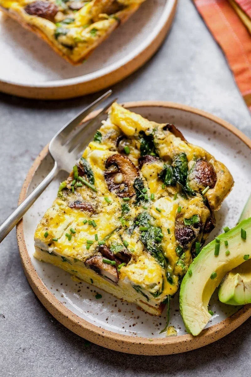 Protein Packed Mushroom Feta Egg Bake | GF, VEG