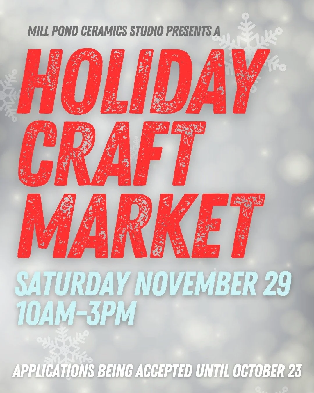 SEEKING MAKERS for our Holiday Craft Market on November 29. The market will be in Biddeford next to Portland Pie. Open to a variety of makers, not just ceramics! We have limited room for 18 makers and will notify all makers after Thursday, Octobrer 2
