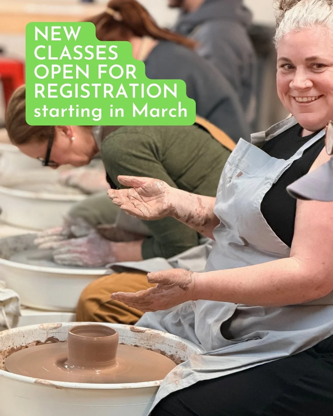 NEW SESSION IS OPEN for registration for new classes starting in March. Evening and daytime wheel and hand-building classes. Come find out why so many love the meditative quality of working with clay. Link in bio > CLASSES.

#potteryclassesnearme 