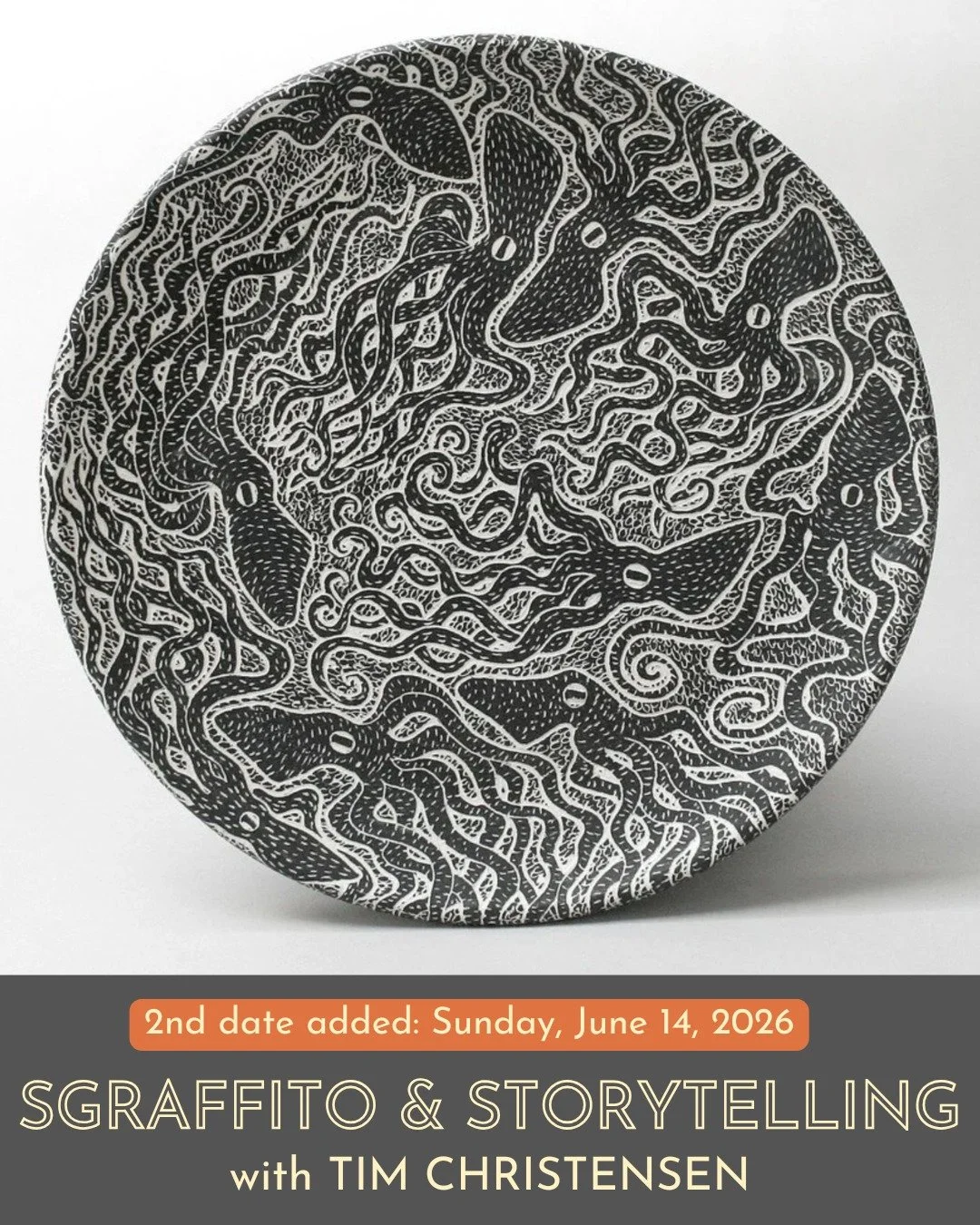 A SECOND DATE IS NOW AVAILABLE. Due to high demand, we've added another date, Sunday, June 14, for Sgraffito &amp; Storytelling with Tim Christensen.

Like to draw or illustrate? Express your voice in clay. In this 6-hour workshop with master potter 
