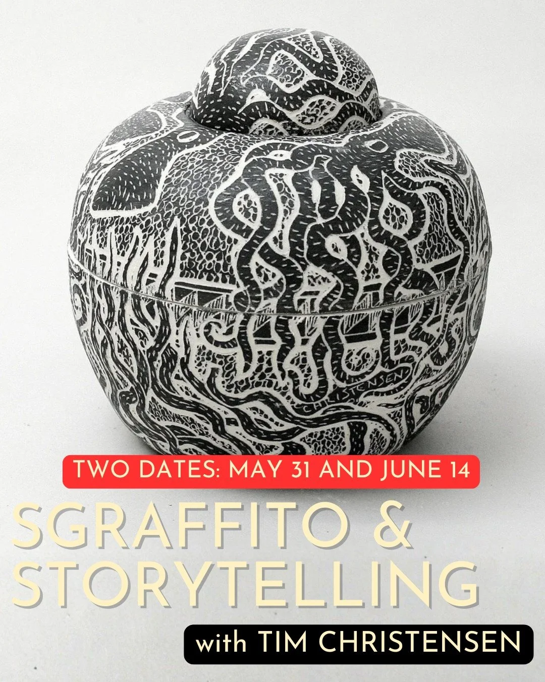 JUST A FEW SEATS LEFT in Tim Christensen's Sgraffito &amp; Storytelling workshop on May 31 and June 14. No experience necessary. Join Tim for a lovely day of making, storytelling, and creativity!

Link in bio > WORKSHOPS

#potteryclassesnearme #sg