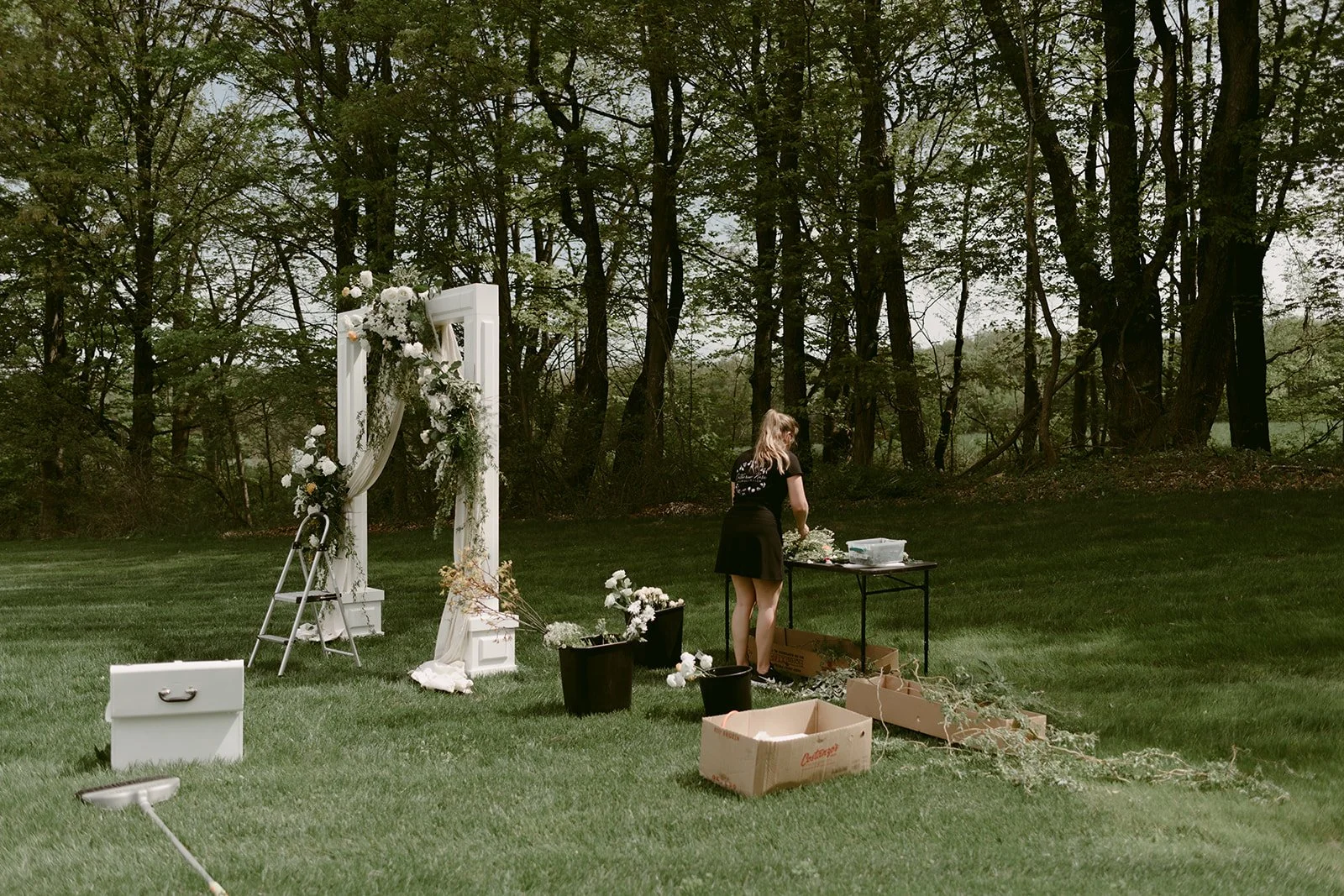 Faye Kolkmann Photography Wedding ceremony arbor florist delivery Notting Hill Farm Buffalo NY East Aurora New York