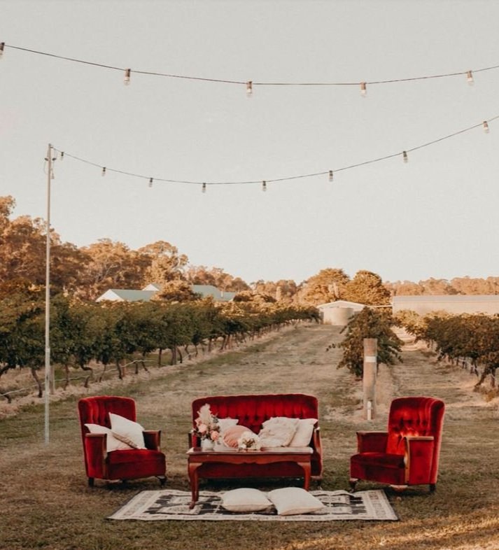 Red Velvet Sofa