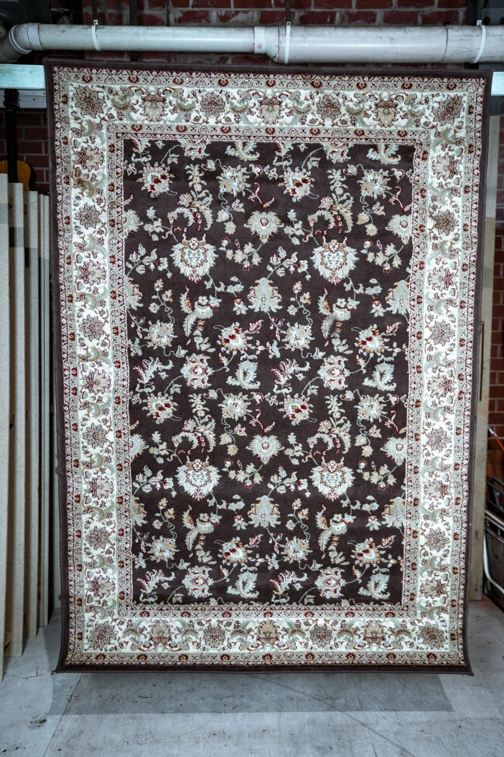 Brown, White and Taupe - Patterned Victorian Rug (Large)