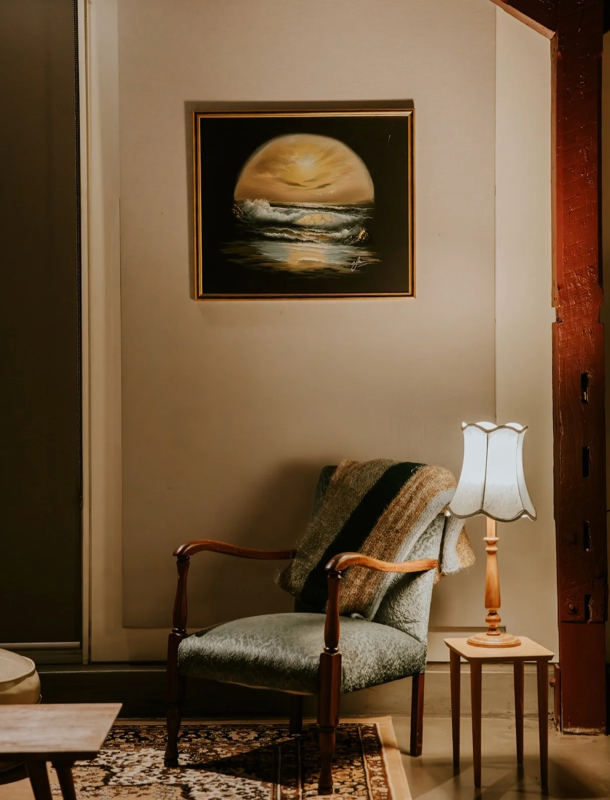 Embossed Green Velvet Arm Chair