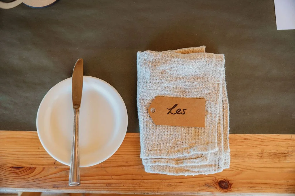 Charming rustic wedding place setting.