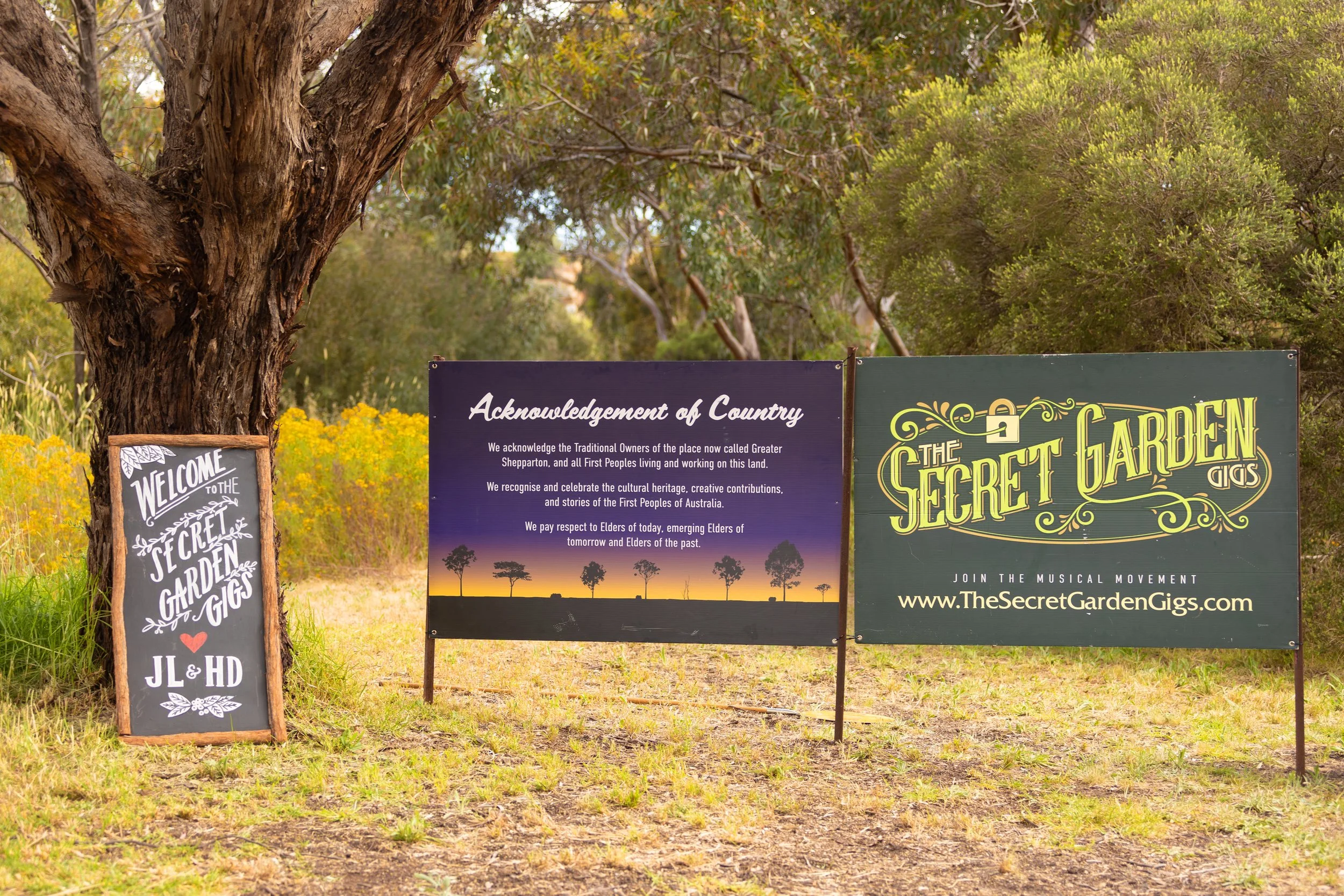 Signage at the entry to the Dookie Quarry, including an Acknowledgment of Country.
