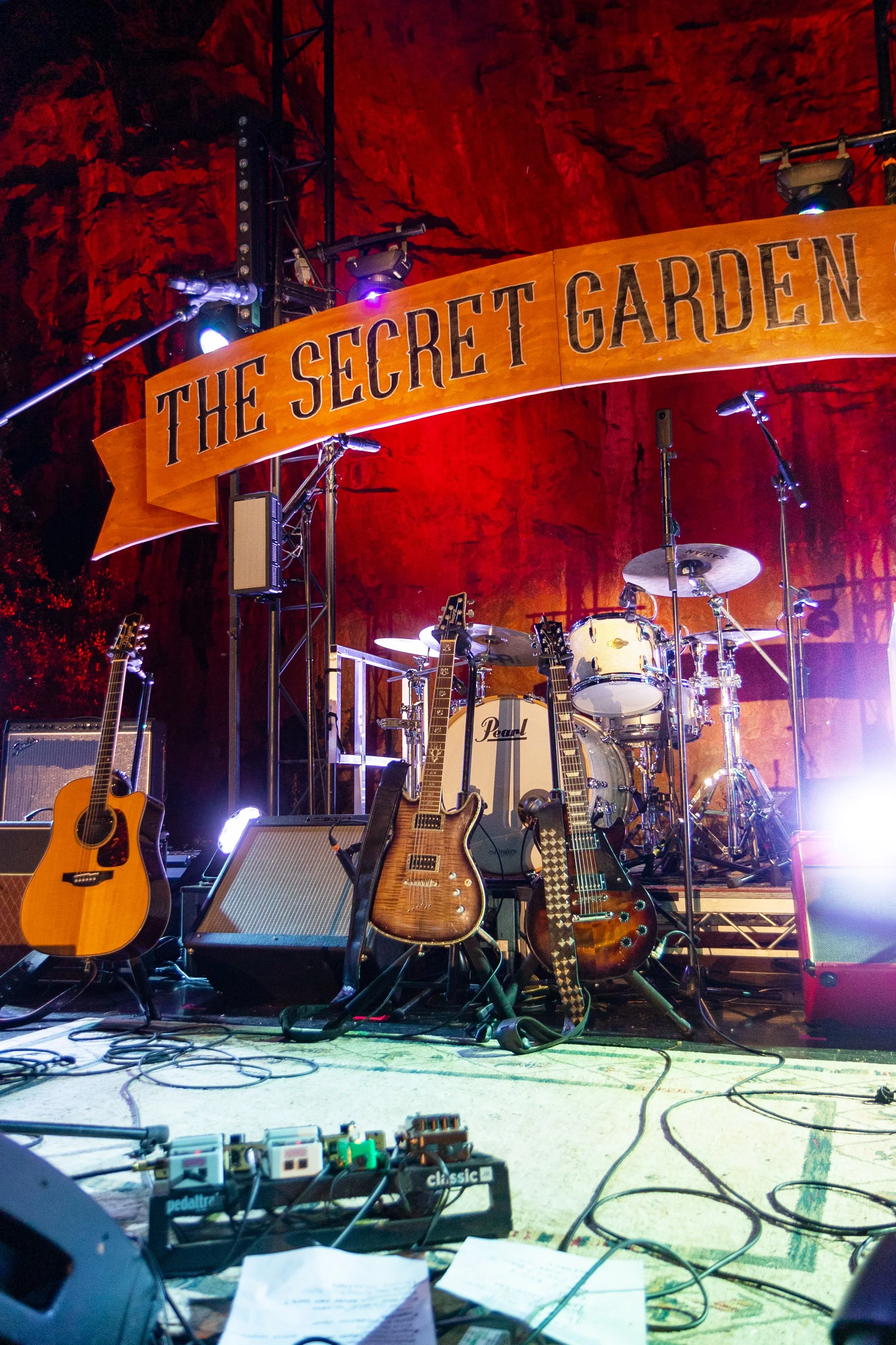 The stage set up in front of the Dookie Quarry.