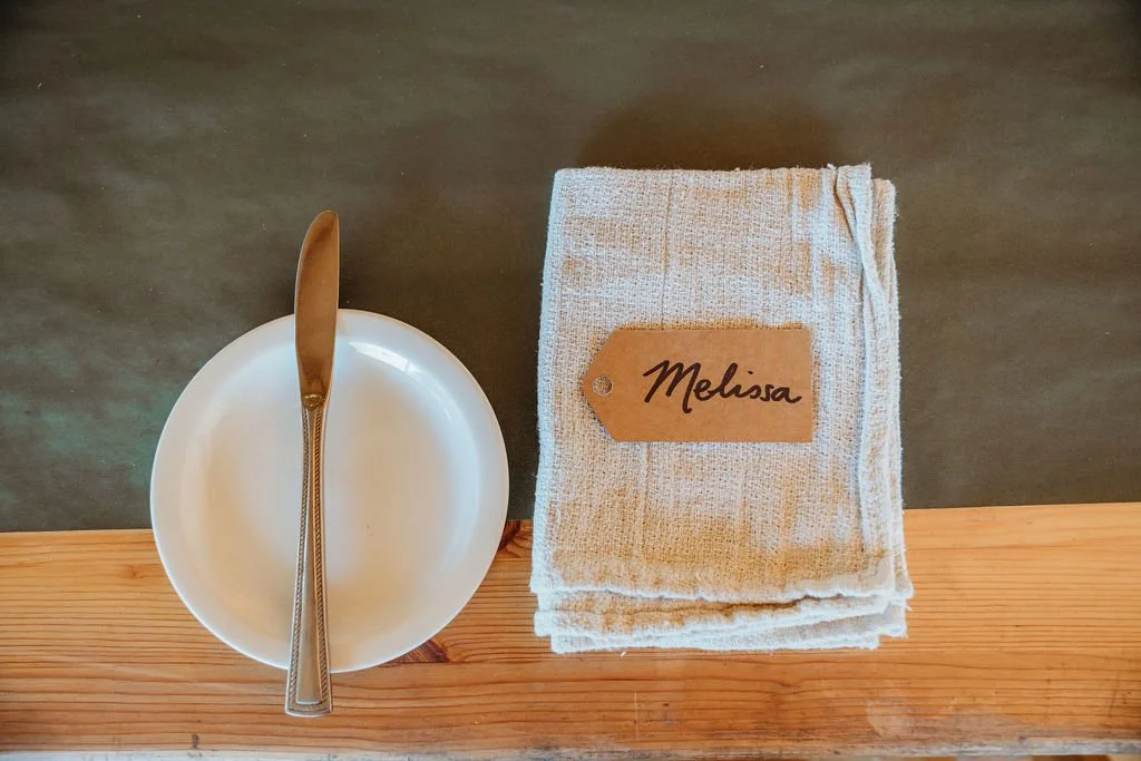 Charming rustic wedding place setting.
