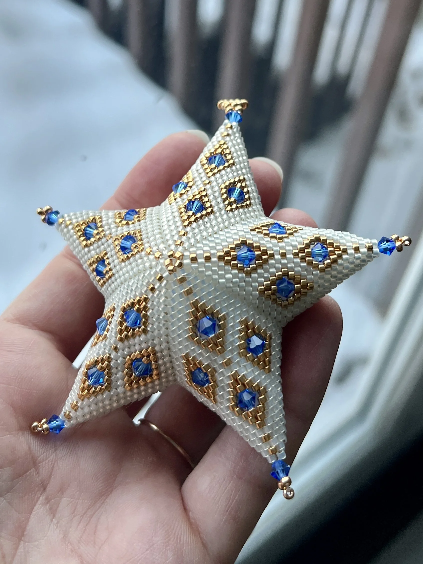 2026 Heirloom Beaded Star Ornament — Blue Crystal Constellation