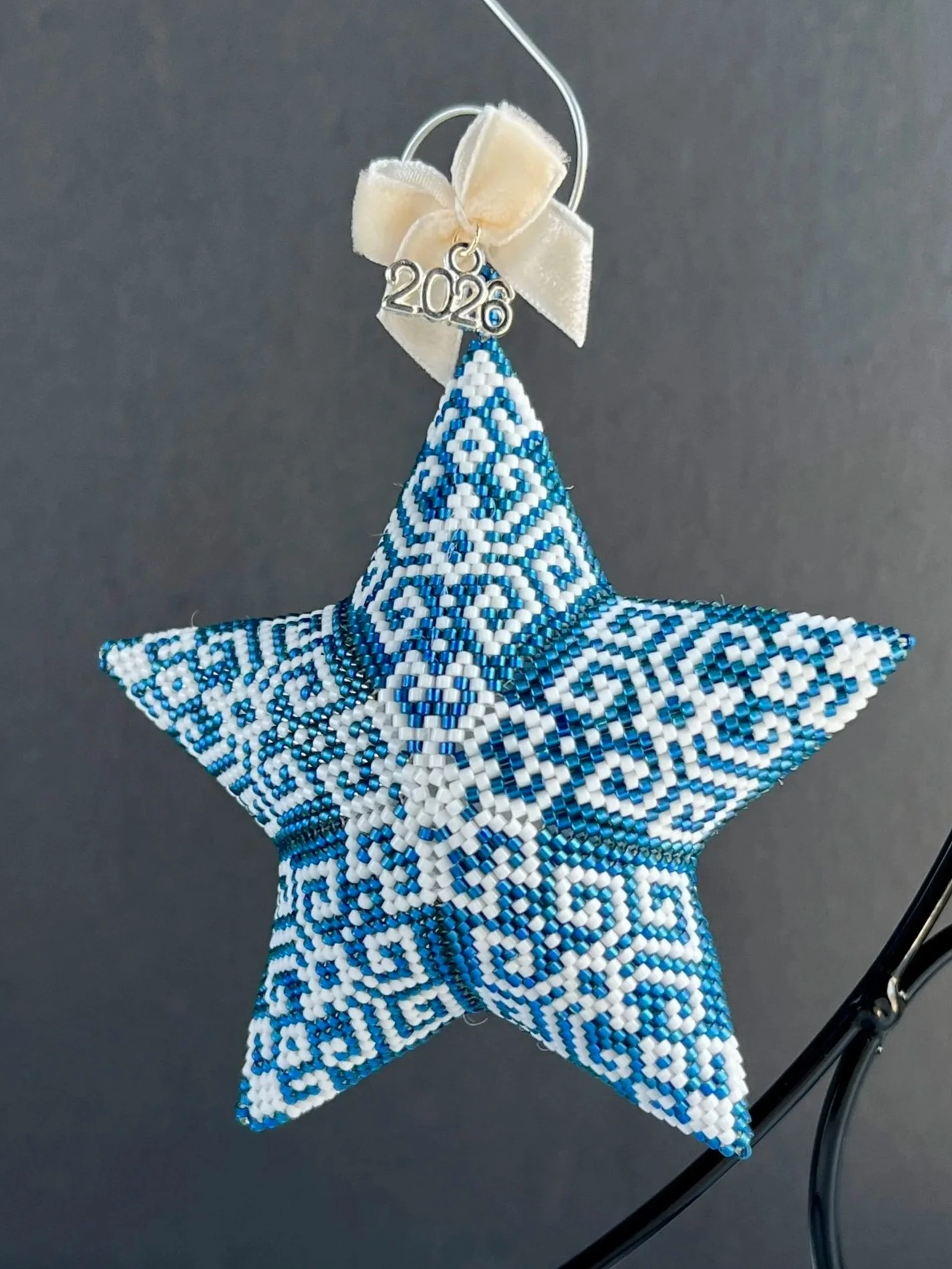 2026 Heirloom Beaded Star Ornament — Blue Snowflake