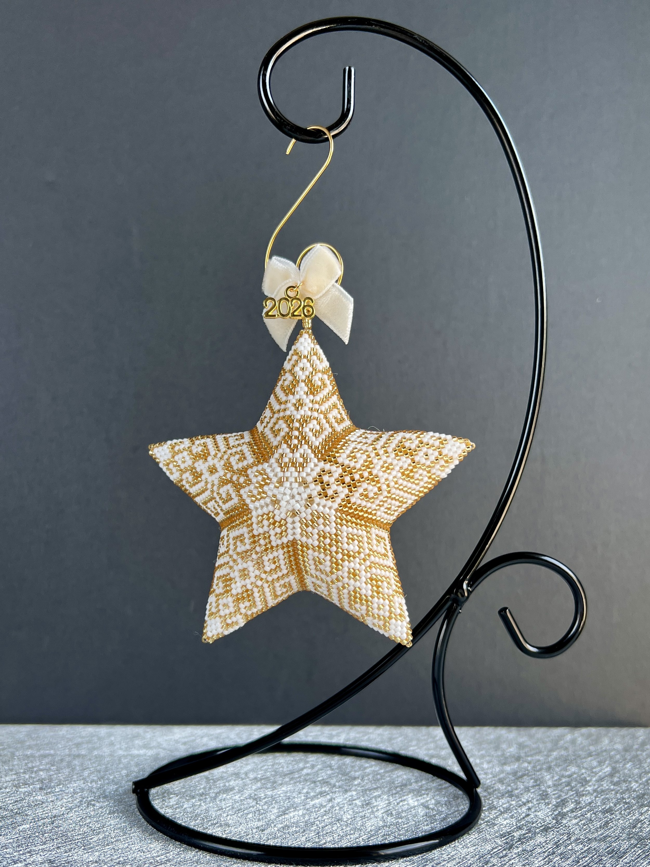 2026 Heirloom Beaded Star Ornament — Gold Snowflake