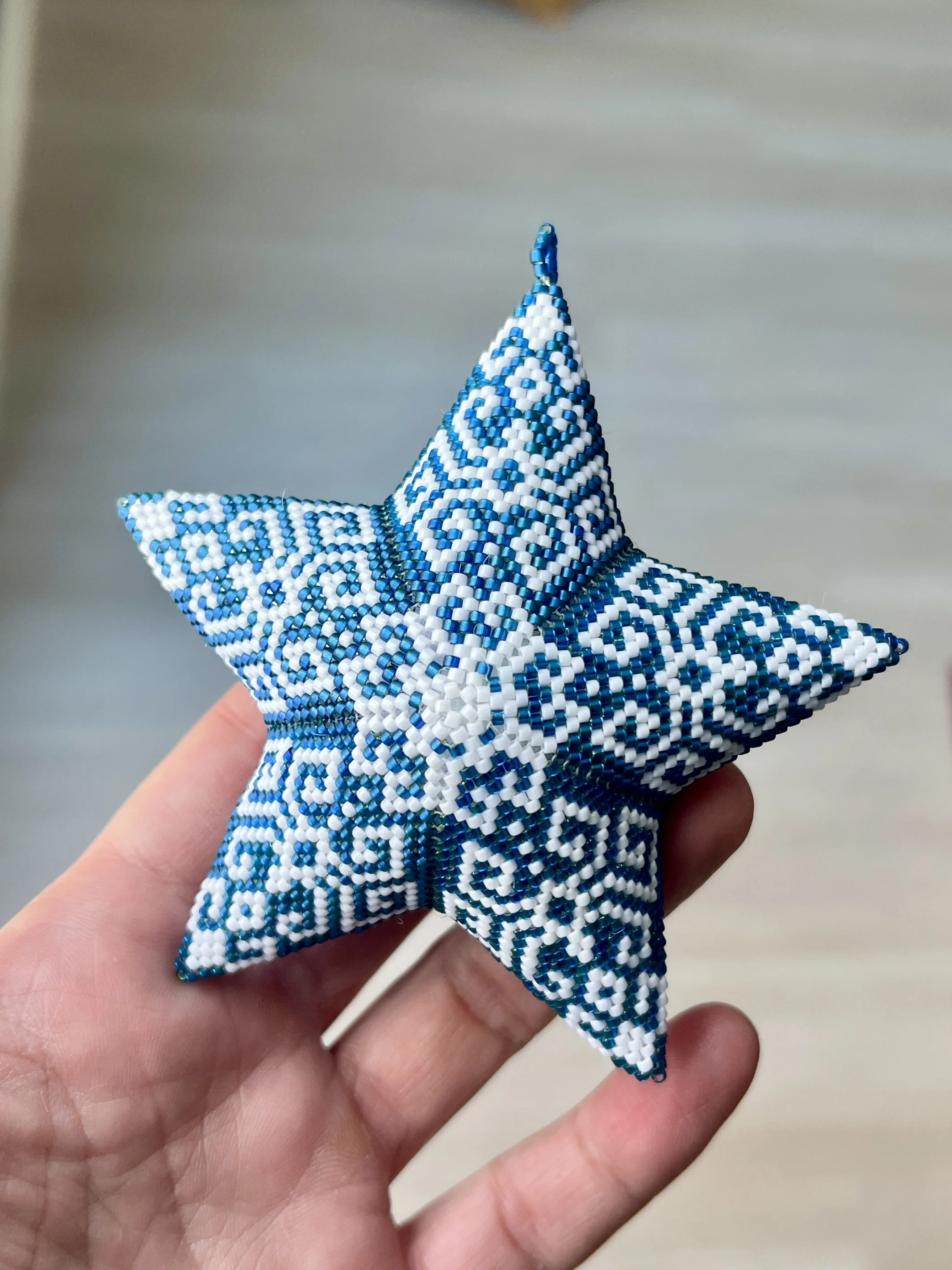 2026 Heirloom Beaded Star Ornament — Blue Snowflake
