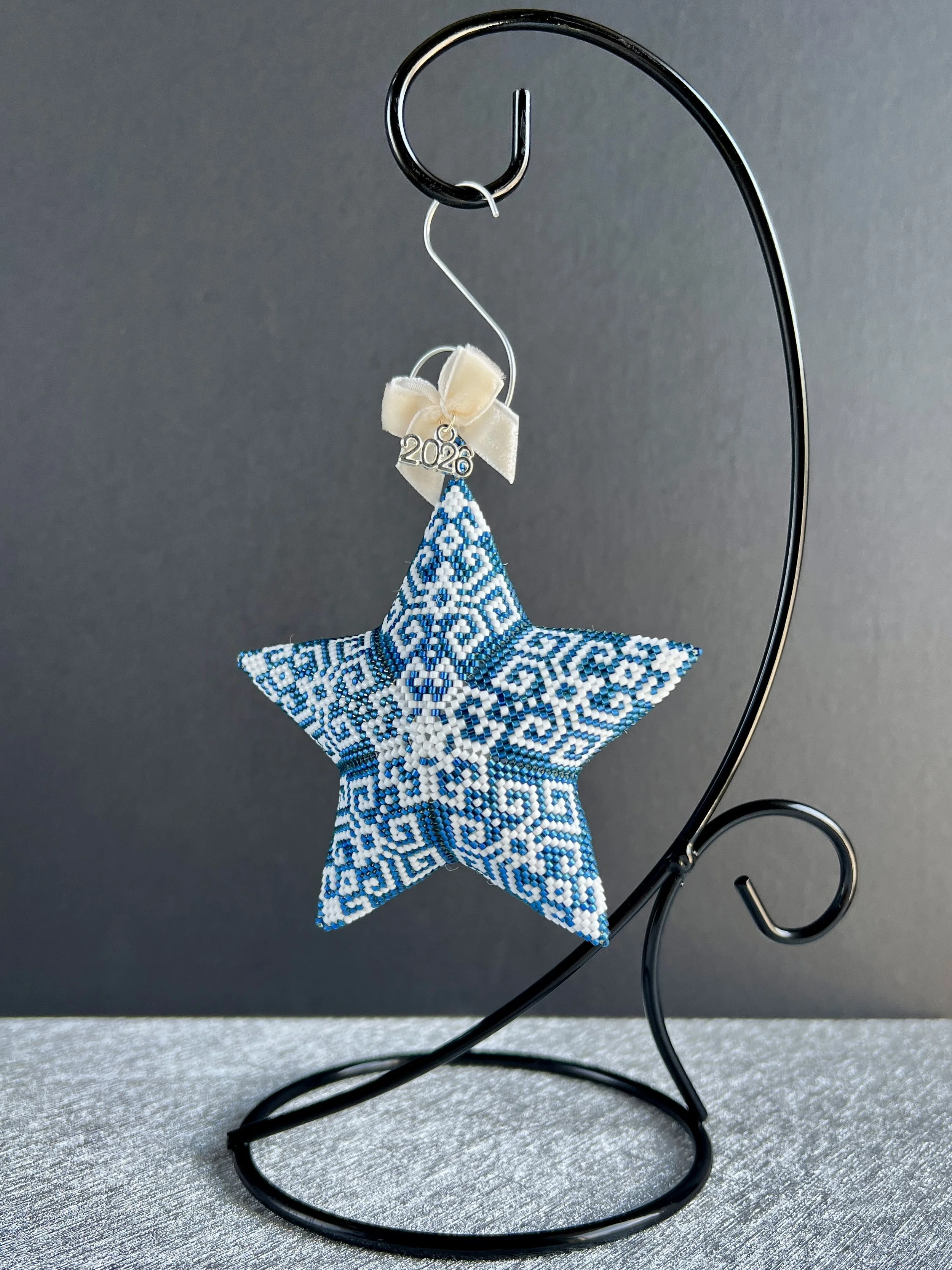 2026 Heirloom Beaded Star Ornament — Blue Snowflake