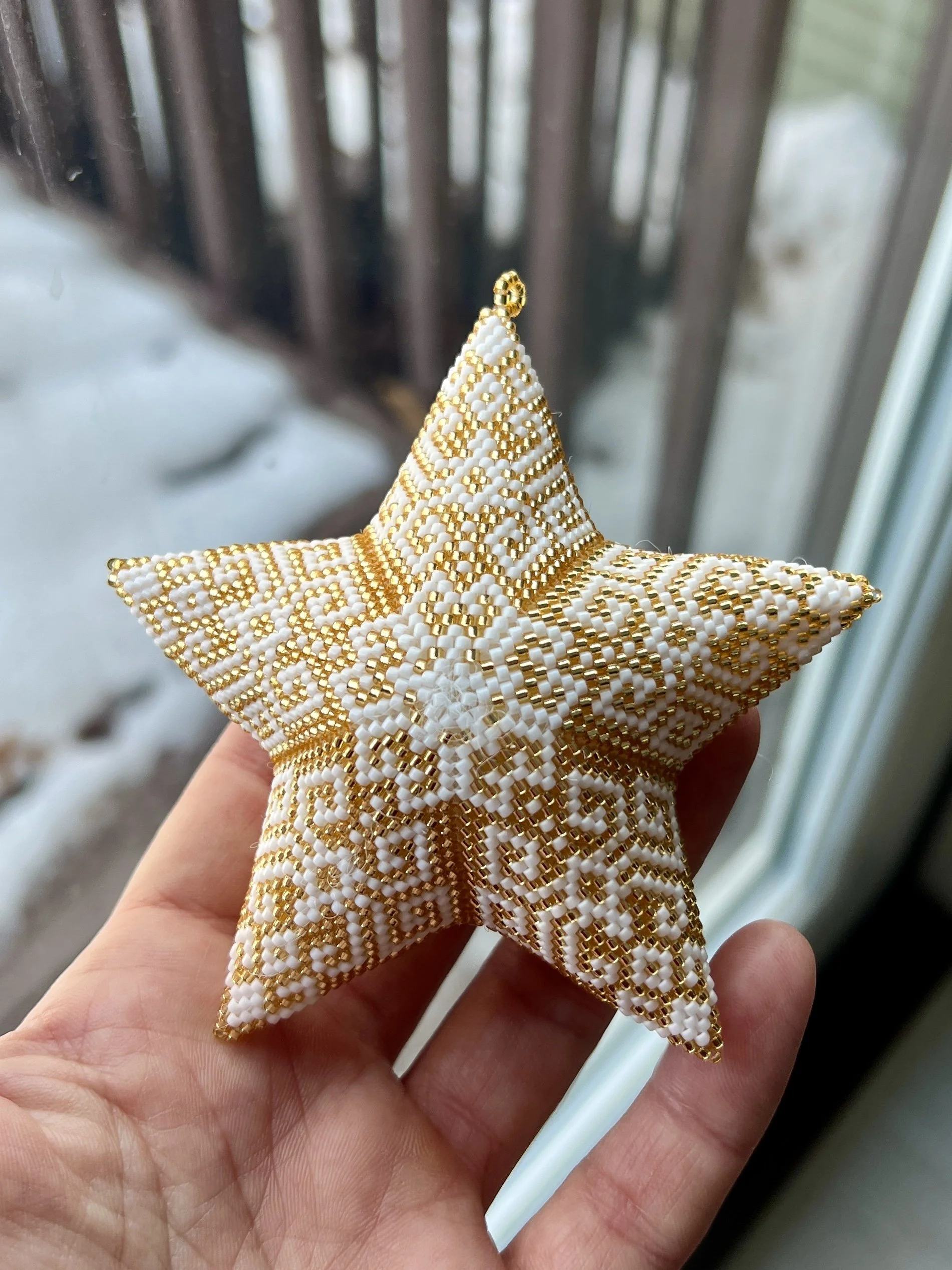 2026 Heirloom Beaded Star Ornament — Gold Snowflake