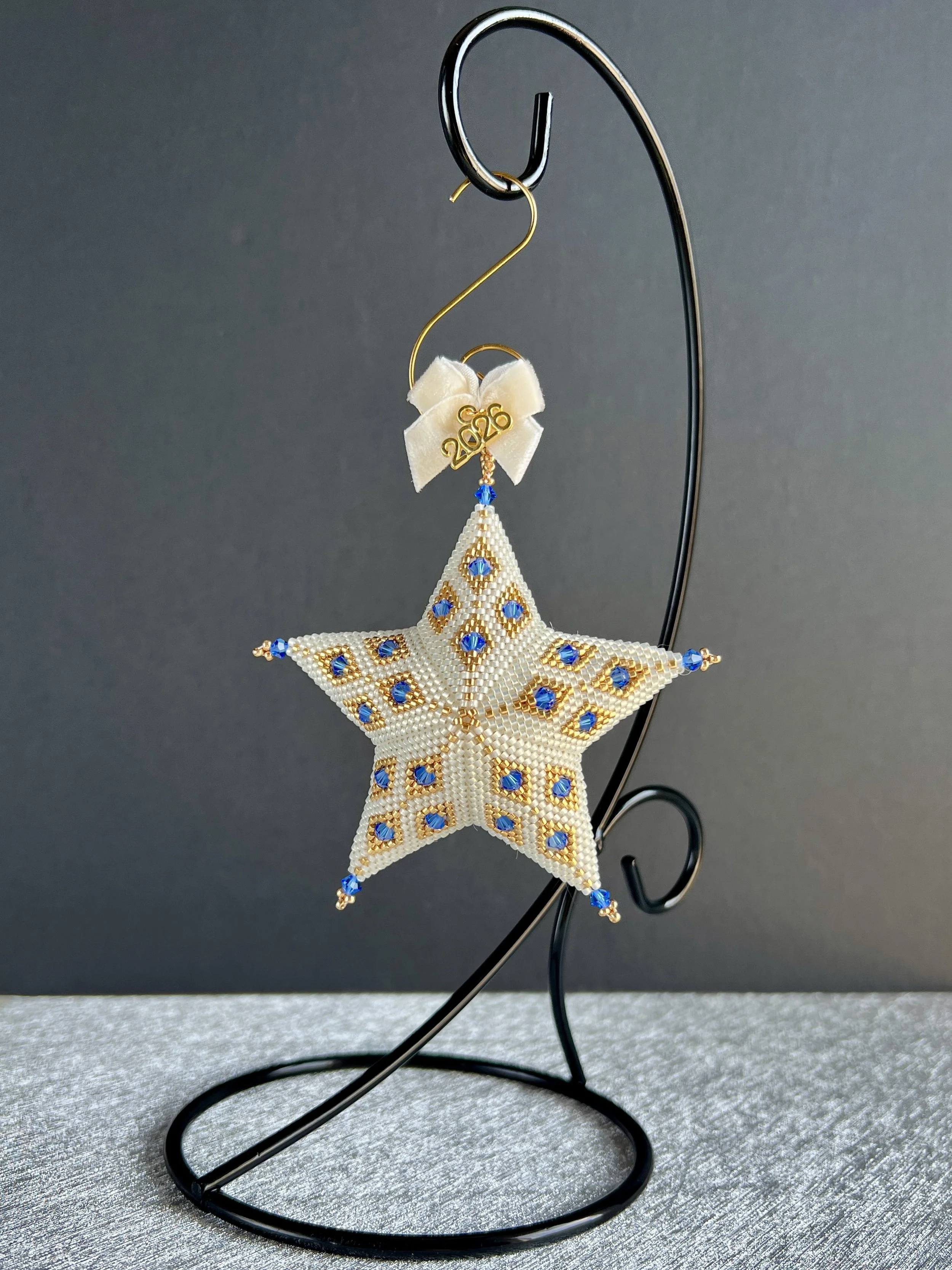 2026 Heirloom Beaded Star Ornament — Blue Crystal Constellation