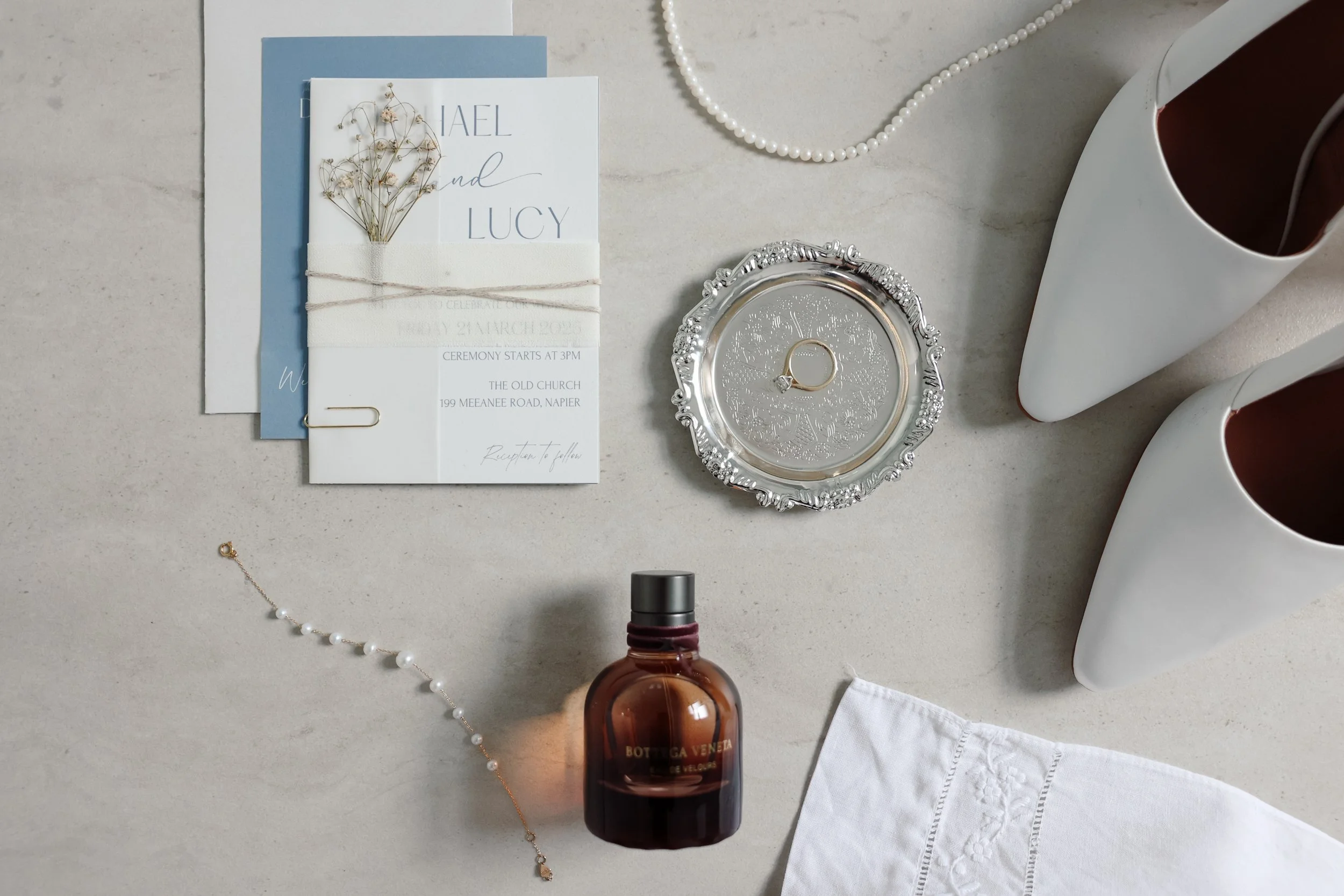 Bridal and wedding detail photography.