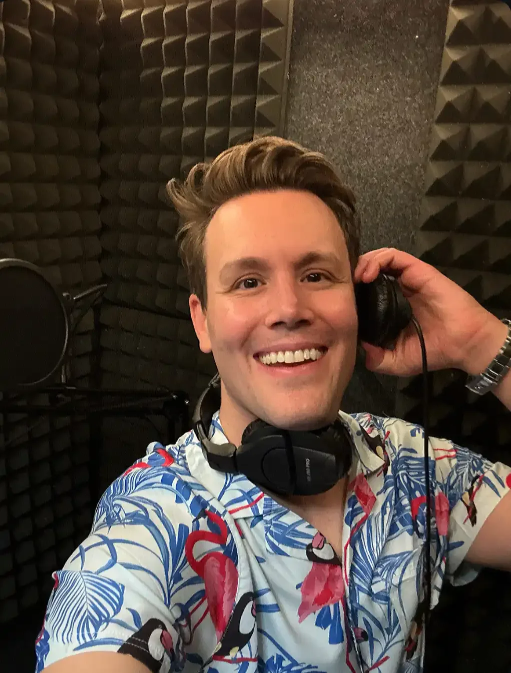 Matthew Hoffman in a recording booth